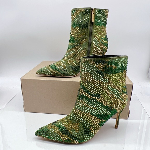 Kurt Geiger London Belgravia Camouflage Crystal Camo Booties EU 36.5 US 6.5 NEW - Picture 3 of 13